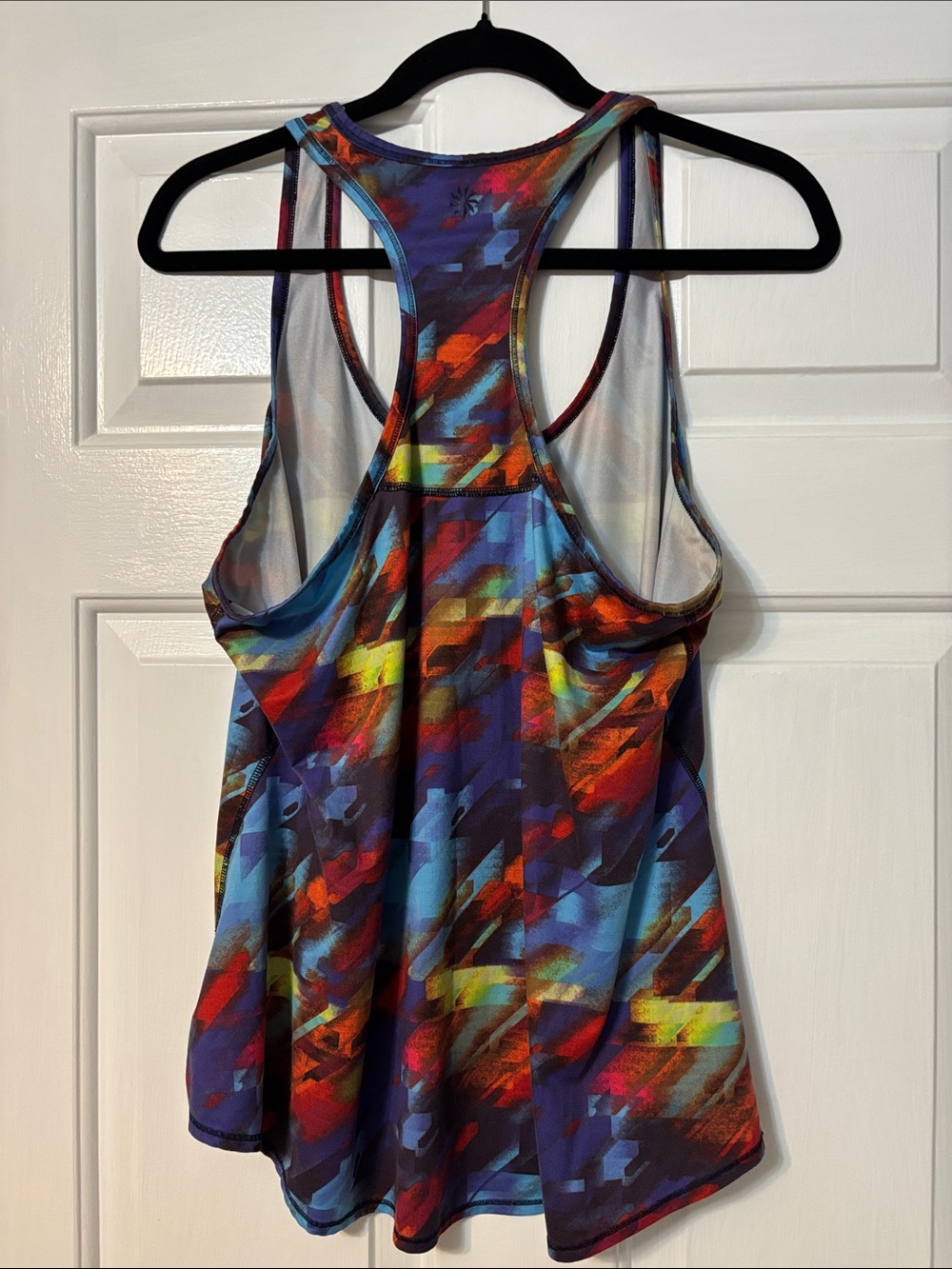 Athleta Multicolor Racerback Tank with Blue, Red & Yellow Abstract Print - Picture 2 of 5